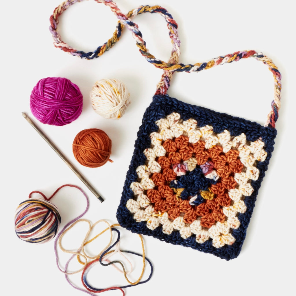 Crocheted Granny Square Pouch